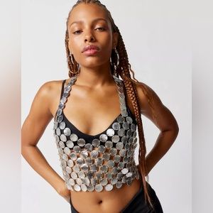 Urban Outfitters Silver Metallic Circle Halter RENAISSANCE TOUR